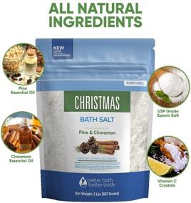 img 1 attached to 🎄 Christmas Bath Salt: 32oz Epsom Salt Blend with Pine, Cinnamon, Peppermint, Clove, Orange Essential Oils, Vitamin C - BPA-Free Pouch, Easy Press-Lock Seal