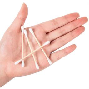 img 3 attached to 🌿 300 Count Biodegradable Cotton Swabs by Xumzee - Strong Bamboo Sticks, 100% Pure Natural Cotton, Chemical-Free Cotton Buds