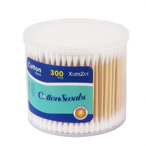 img 4 attached to 🌿 300 Count Biodegradable Cotton Swabs by Xumzee - Strong Bamboo Sticks, 100% Pure Natural Cotton, Chemical-Free Cotton Buds