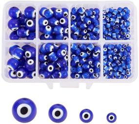 img 4 attached to 👁️ NBEADS 1 Box (Approximately 390 Pieces) Handcrafted Round Evil Eye Lampwork Beads - Ideal for Bracelets, Necklaces, and Jewelry Making. Evil Eye Spacer Beads for Enhanced SEO.