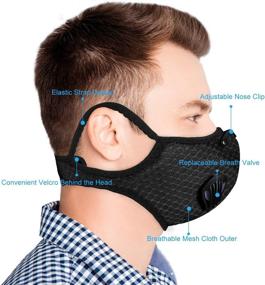 img 3 attached to 🎭 Breathable Washable Reusable Cloth Face Mask with Filters and Valves - Ideal for Outdoor Activities, Painting, Running - 1 Pack