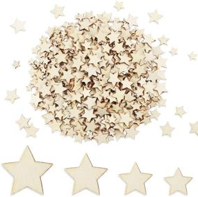 img 4 attached to 🌟 600 PCS Wooden Star Slices for Crafts, DIY Decoration, Photo Props, Party Crafts, and Card Making - 4 Different Sizes Included