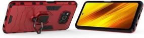 img 1 attached to 📱 QCMM Xiaomi Poco X3 NFC/Xiaomi Poco X3 Kickstand Case with Tempered Glass Screen Protector [2 Pieces], Heavy Duty Armor Dual Layer Anti-Scratch Case Cover, Red