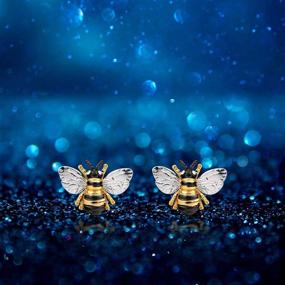 img 1 attached to Barzel 18K Gold Plated Enamel Bumble Bee Stud Earrings with Shimmering Finish