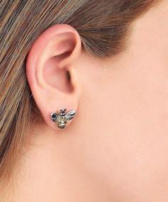 img 3 attached to Barzel 18K Gold Plated Enamel Bumble Bee Stud Earrings with Shimmering Finish