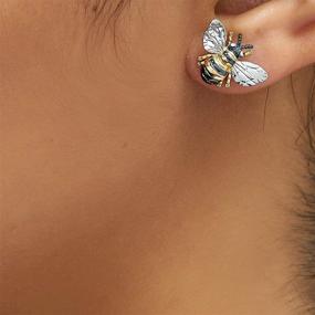 img 2 attached to Barzel 18K Gold Plated Enamel Bumble Bee Stud Earrings with Shimmering Finish
