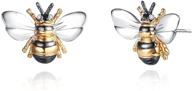 barzel 18k gold plated enamel bumble bee stud earrings with shimmering finish logo