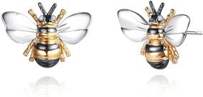 img 4 attached to Barzel 18K Gold Plated Enamel Bumble Bee Stud Earrings with Shimmering Finish