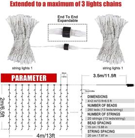 img 1 attached to 🎄 Fiee 13ftx6.5ft Curtain Lights for Christmas Wedding Party Patio - Warm White, 30V 8 Modes