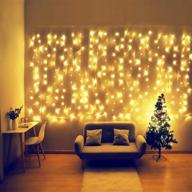 🎄 fiee 13ftx6.5ft curtain lights for christmas wedding party patio - warm white, 30v 8 modes логотип