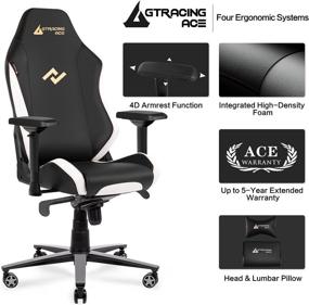 img 3 attached to 🎮 GTRACING ACE Series Big and Tall Gaming Chair - High Back Computer Office Chair, Ergonomic Racing Chair with 4D Armrests, Swivel, Tilt, Rocker, Seat Height Adjustment - White