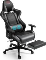 high back ergonomic gaming/office chair with footrest, racing style pu leather, headrest, lumbar massage - x-volsport grey логотип