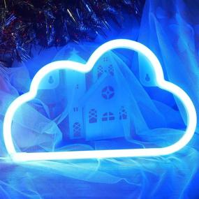 img 1 attached to Vibrant Blue Neon Sign Cloud Lights: Battery or USB Powered LED Signs for Bedroom, Kids Room, Living Room, Bar, Party, Christmas, Wedding - Wall Decor