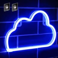 vibrant blue neon sign cloud lights: battery or usb powered led signs for bedroom, kids room, living room, bar, party, christmas, wedding - wall decor логотип