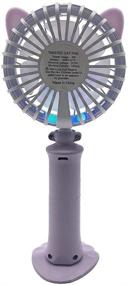 img 3 attached to Adjustable USB Mini Handheld Fan with LED Night Light - Portable Cooling for Home, Office, Bedside Reading - Purple