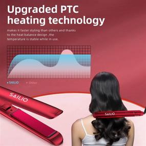 img 2 attached to 💇 Hair Straightener and Curling Iron - Ionic Hair Curler with Heat Protector, 2 in 1 Hair Styling Tool: Straightening Iron with PTC Color Ceramic Floating Plates for All Hairstyles, featuring a 7.2ft Swivel Cord in Vibrant Red