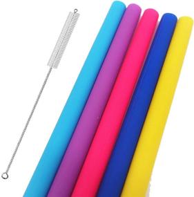 img 1 attached to Vitrix Kitchenware BPA Free Reusable Silicone Drinking Straws - Set of 5 with Cleaning Brush - Compatible with 20 or 30oz Tumblers, Bubba & Yeti Mugs - Safe for Kids - Ideal for Smoothies