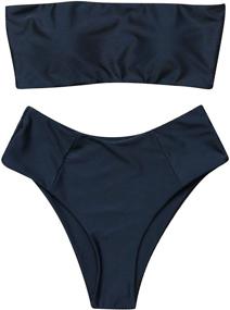 img 4 attached to OMKAGI Bandeau Swimsuits Shoulder Bathing Women's Clothing