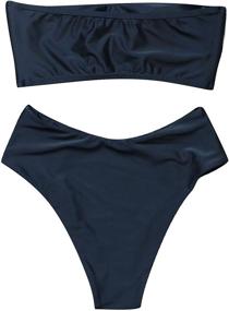 img 3 attached to OMKAGI Bandeau Swimsuits Shoulder Bathing Women's Clothing