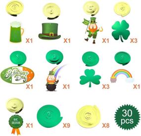 img 3 attached to 🍀 St Patrick's Day Decorations Set: 30 PCS with Lucky Irish Green Shamrock Foil Cutout Swirls, Cardstock Cutout Swirls & Double Swirls - Perfect for Wall & Hanging Decorations at St Patrick's Day Party