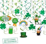 🍀 st patrick's day decorations set: 30 pcs with lucky irish green shamrock foil cutout swirls, cardstock cutout swirls & double swirls - perfect for wall & hanging decorations at st patrick's day party логотип