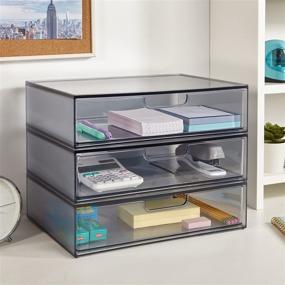 img 2 attached to 📚 STORi STAX Stackable Office Organizer with Drawer - 12-1/2" Width, in Classic Grey