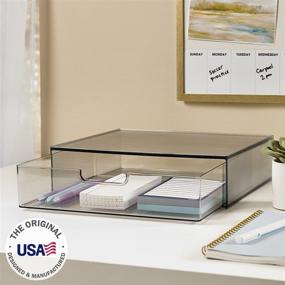 img 3 attached to 📚 STORi STAX Stackable Office Organizer with Drawer - 12-1/2" Width, in Classic Grey