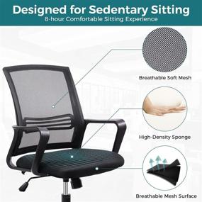 img 2 attached to 🪑 Ergonomic Mesh Office Chair with Lumbar Support, Armrests, Swivel & Adjustable Height - Black