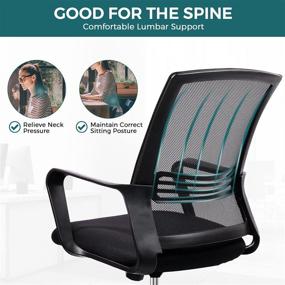 img 3 attached to 🪑 Ergonomic Mesh Office Chair with Lumbar Support, Armrests, Swivel & Adjustable Height - Black