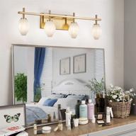 💡 stylish 4-light gold bathroom vanity light fixtures with glass shade – perfect for mirrors, living rooms, bedrooms, and hallways логотип