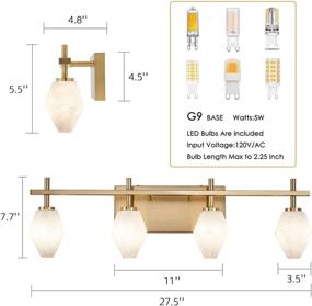 img 2 attached to 💡 Stylish 4-Light Gold Bathroom Vanity Light Fixtures with Glass Shade – Perfect for Mirrors, Living Rooms, Bedrooms, and Hallways