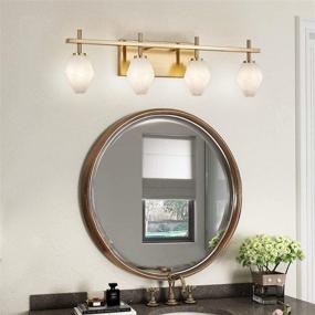 img 3 attached to 💡 Stylish 4-Light Gold Bathroom Vanity Light Fixtures with Glass Shade – Perfect for Mirrors, Living Rooms, Bedrooms, and Hallways