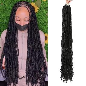 img 4 attached to 👩 Длинные волосы Armmu New Faux Locs на крючке 36 дюймов - 3 пакета волос для косичек для черных женщин - синтетическая афро-корни косичка в стиле богини - кудрявое завитое волосовязание - расширенная коллекция Locs Hair - 21 прядь в пакете - Цвет 1B#