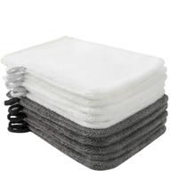 🧤 10-pack phogary microfiber body wash mitts - soft face mitten for bath, spa, makeup removal - reusable gloves - european style wash cloth, 6×8inch, white and grey logo