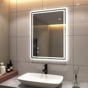 img 4 attached to EMKE 24x32-Inch LED Lighted Vanity Mirror for Bathroom, Dimmable Wall Mounted Mirrors with Light, Light Control & Adjustable Color Temperature, Brightness Memory, Anti-Fog, IP44 Waterproof