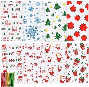 img 4 attached to 🎁 TOMNK 160-Piece Christmas Cellophane Treat Bags with Twist Ties - Perfect for Holiday Goody Bags, Party Favors, Cello Candy Bags, and Gifts