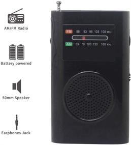 img 1 attached to 📻 MIKA Portable Pocket Radio - Battery Operated AM FM Radio, Best Reception for Indoor/Outdoor Use, with Headphone Jack (Black)