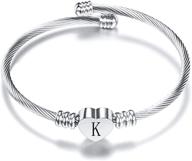 ❤️ vqysko silver heart initials bracelet: engraved stainless steel charm bracelet for women and girls - perfect birthday or festival gift logo