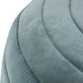 img 1 attached to SIMPLIHOME Vivienne Round Pouf, Turquoise Velvet Upholstered Footstool for Living Room, Bedroom, and Kids Room - Contemporary, Modern Design