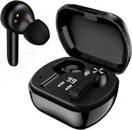 sixgo tws true wireless earbuds - stereo sound earphones with 30h playtime, wireless charging case & power display - sweat proof bluetooth 5.1 headphones with built-in mic for sports logo