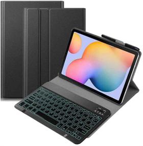 img 4 attached to 🔌 Samsung Galaxy Tab S6 Lite Keyboard Leather Case - 10.4 inch 2020 - Wireless Bluetooth Backlit Slim PU Case - Black