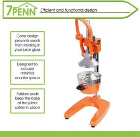 img 1 attached to 🍊 7Penn Hand Juicer Orange w/Lever - Manual Citrus Juicer for Seedless Lemon, Lime, Orange, Pomegranate Fresh Juice