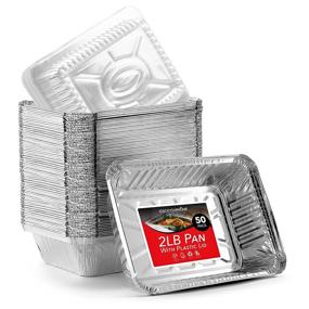 img 4 attached to 🥡 2 Lb Disposable Aluminum Pans with Clear Lids – 50 Container and 50 Lids Set for Takeout and Leftovers