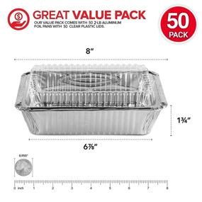 img 3 attached to 🥡 2 Lb Disposable Aluminum Pans with Clear Lids – 50 Container and 50 Lids Set for Takeout and Leftovers