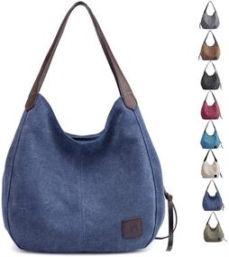 img 4 attached to Canvas Multi Pocket Handbag Shopping Shoulder Women's Handbags & Wallets and Shoulder Bags
