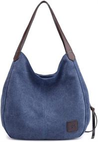 img 3 attached to Canvas Multi Pocket Handbag Shopping Shoulder Women's Handbags & Wallets and Shoulder Bags