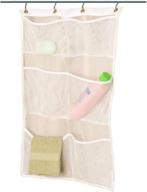 🛁 alyer hanging mesh shower caddy: 6 storage pockets, space saving bath organizer, quick dry - white logo