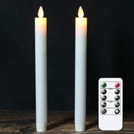 🕯️ genswin led taper candles battery operated with remote & timer, moving wick flameless flickering wax taper window candles christmas decoration, set of 2 (white, 0.78 x 9.5 inches) логотип