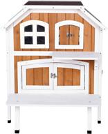 brown/white trixie pet products 2-story cat cottage for enhanced seo logo