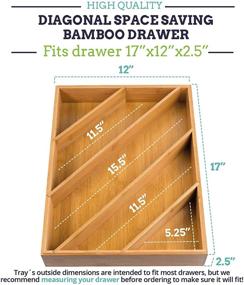 img 3 attached to 🗄️ 17" X 12" X 2.5" Bamboo Drawer and Cabinet Organizer Divider by Eco Kitchenware - Efficient Space-Saving Solution